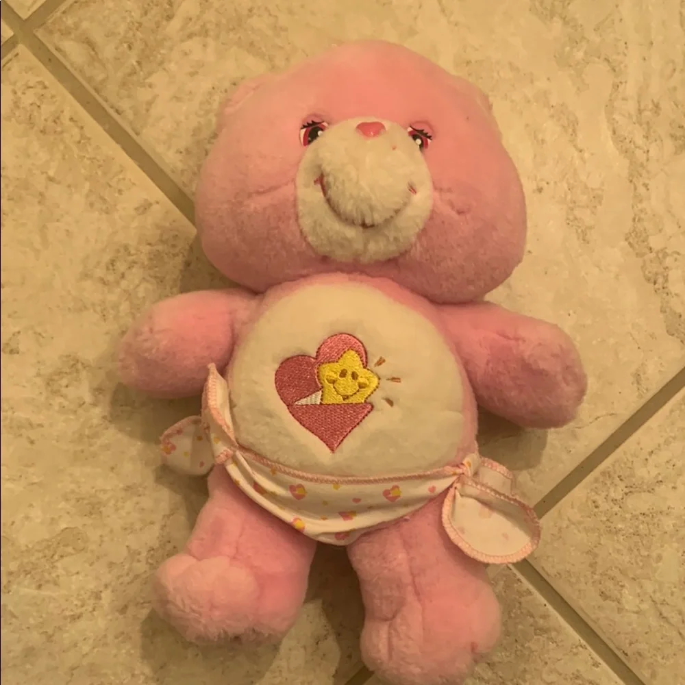 Care Bears Baby Hugs Bear Plush Pink Stuffed Animal Heart Diaper Toy Vintage